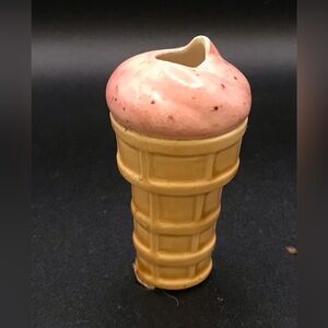 Vintage Ceramic Pink Ice Cream Cone Bead Craft Macrame Beads